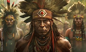 Native American chief in full regalia. The concept of historical culture and heritage.