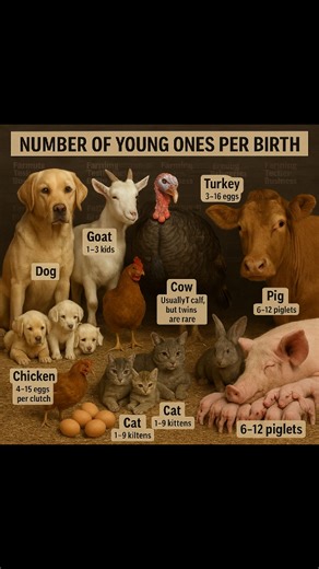 200K views · 120 reactions | Animals and the number of Young ones ray can have per birth. #Rabbit #goat #dog #cat #cowboy #sustainableliving #cow | Farming Tech& Business | Facebook
