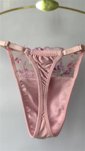 Luxury Men’s  Pink Satin Lace Thong| Romantic Embroidered Lingerie for Him| Sheer Floral Panties | Handmade Gift Underwear