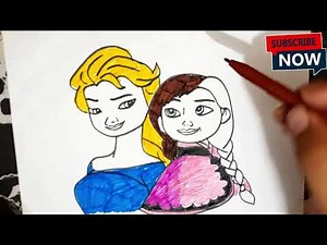 Elsa and anna from frozen drawing | for kids | fun and learn for kids #drawing #art #elsa