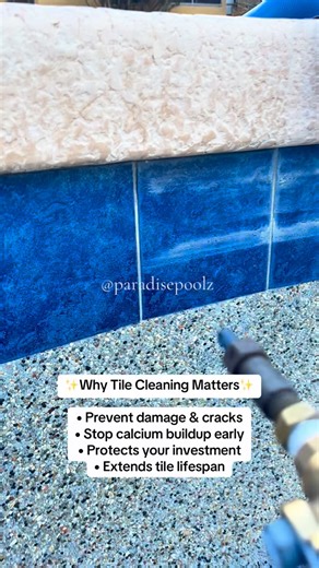 Your pool deserves a little TLC too! 💙 Regular tile cleaning prevents damage, keeps buildup away, and helps your pool sparkle season after season ✨ 📆 Contact us today for your free estimate! paradisepoolz.com (480) 650-0431 | Paradise Poolz