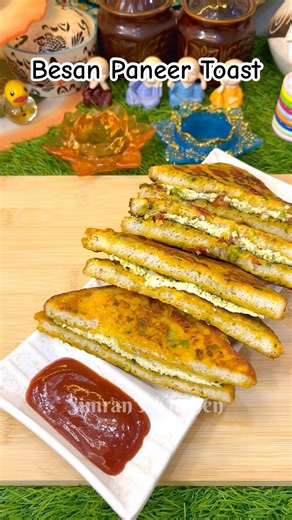 Viral Besan Paneer Toast 😋 #recipe #shorts #viral #toast #snacks #food #recipe #trending #cooking