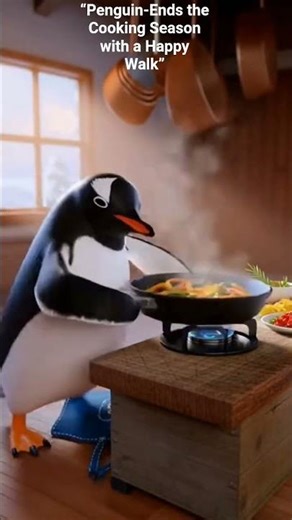 Penguin Ends the Cooking Season with a Happy Walk #HappyPenguin #Moments #PenguinLife #TrendingNow