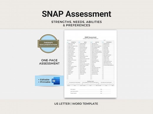 SNAP Assessment Template – Strengths, Needs, Abilities & Preferences - Etsy