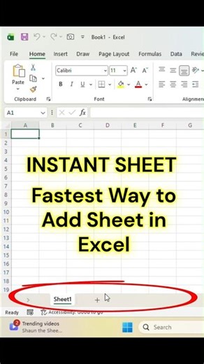 Create New Sheet in 1 Second! #shorts #excel