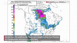Government map shows wildfire smoke moving northeast
