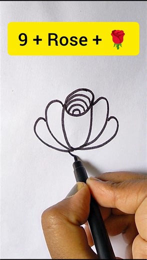 9+ Rose 🌹 How to Rose draw step by step number 9 #shorts #art #rose #trending #viralshort