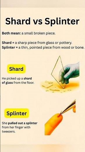 Shard vs Splinter: English Confusion Solved! 🤯 #esl #englishtips #learnenglish #shorts