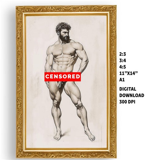 Vintage Male Art Print: Anatomical Study (digital Download) - Etsy Canada