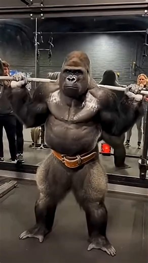 헬스장에서 스쿼트하는 고릴라 🦍 Gorilla Squat