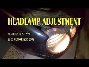 How to adjust the headlights in the Mercedes E-Class?