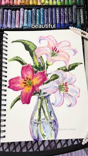 Drawing Easter Flowers with Oil Pastels: Art Process