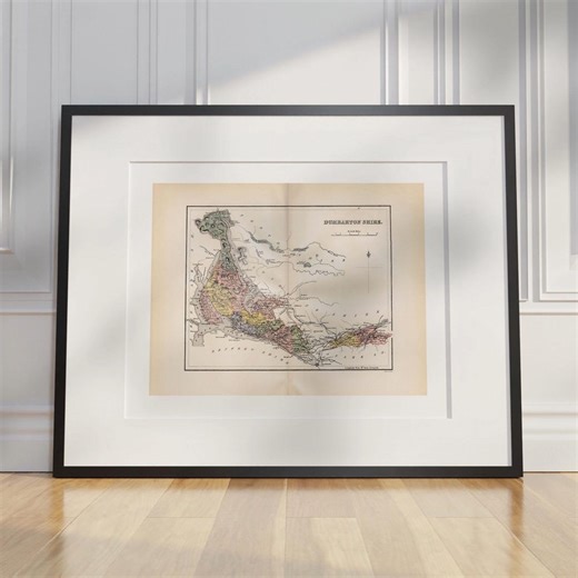 Vintage Scotland County Map 1934 : Dumbarton Shire - Cartography by William Home Lizars - Etsy UK