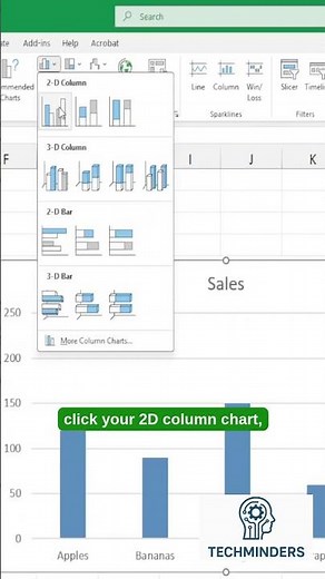 How to Insert a Column Chart in Excel | Easy Excel Tutorial 🔥#excel #excelshorts #exceltips