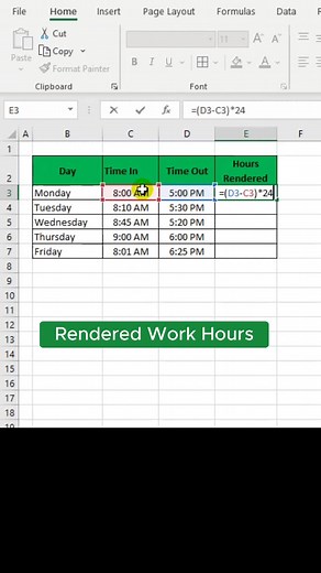 Calculate Rendered Work hours in Excel #exceltutorial #excel #exceltricks
