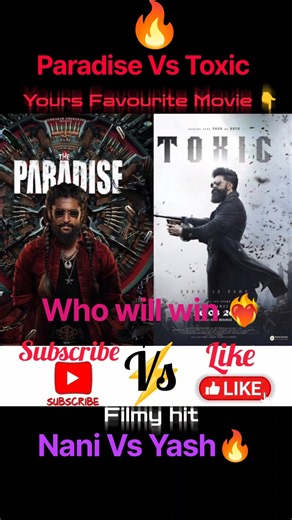 Paradise vs Toxic - Your Favourite Movie?🔥 Nani vs Yash #shorts #short #paradise #nani#yash #toxic