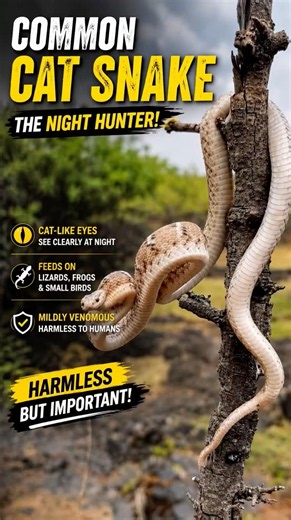 Common Cat Snake | Amazing Night Hunter with Cat-Like Eyes! 🐍🌙#snake #viral