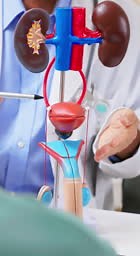 vertical closeup experienced asian doctor explains male urinary...