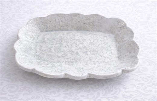 Handmade Ceramic Jewelry Dish, Crystalized White With Scalloped Edges - Etsy