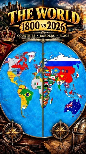 1800 vs 2026 🌍 | Then vs Now | Empires, Countries & Borders #worldmap #worldhistory #geography