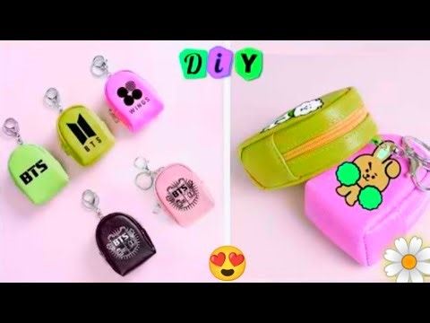 DIY BTS keychain 💜|How to make BTS mini bag 😍|Cute gifts for friends‪@Creative_Zone15‬