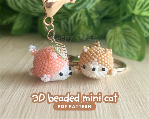 Beaded Mini Cat Pattern PDF • 3D Seed Bead Tutorial | Peyote Stitch Keychain DIY - Etsy