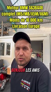 🚨 MOTEUR BMW S63B44B (F90 M5 – Code 20383099 / 785239203) DISPONIBLE 🚨 Voici l’offre exclusive pour les passionnés de M-Performance : • Moteur S63B44B, prêt à être installé avec boîte de vitesses automatique et boîte de transfert si vous le souhaitez. • Moins de 10 000 km au compteur, année 2021, Bi-Turbo en parfait état. • 12 pièces en stock — Dépêchez-vous, prudence, stock limité ! ⸻ Compatibilités confirmées Ce moteur haut de gamme équipe plusieurs modèles BMW M puissants : • BMW M5 (F90) –