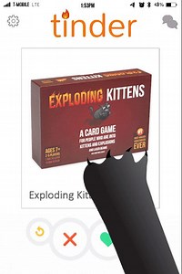 Tinder, but for games you want to play! To get 'em all: https://explodingkittens.com/store/ | Exploding Kittens