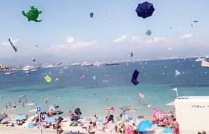 17K views · 278 reactions | A dust devil picked up inner tubes, rafts and more at a beach in Antibes, France yesterday: | AccuWeather | Facebook