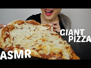 GIANT CHEESY PEPPERONI PIZZA | ASMR Eating Sounds | N.E Let's Eat