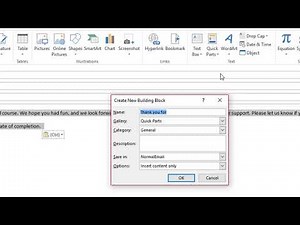 Using Outlook Quick Parts