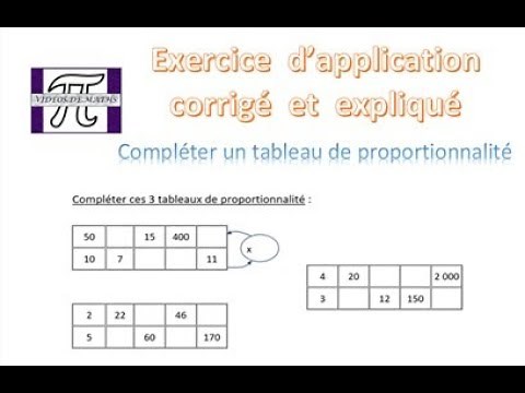 PROPORTIONNALITE - Compléter un tableau