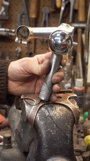 I finished this fillet brazed quill stem with integrated light switch today and got it (and the rack set) off to the chrome plater. It went swimmingly for the most part aside from a few pinholes. These show up under chrome so I have to fill them in with a little 1/32” silver rod as seen here. I also show the wire holes in the quill/bolt and how the stem goes together. There is a quill bolt “stop” brazed about 35mm from the top to allow clearance for the switch height. Fun stuff! #filletfriday #f