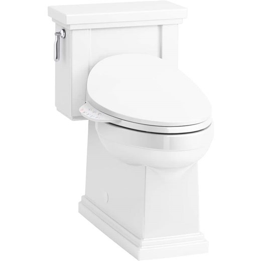 Check The Home Depot's Q&A Before Buying: KOHLER Tresham 1-Piece 1.28 GPF Single Flush Elongated Toilet with C3-230 Electric Smart Bidet Toilet Seat in White