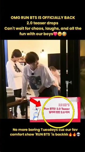 😱RUN BTS! 2.0 TEASER will be released, tomorrow March 30th🔥💜 #v #jk #rm #jin #jimin #shorts #bts