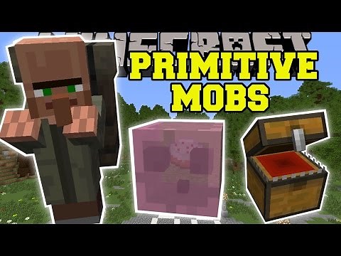 Minecraft: PRIMITIVE MOBS MOD (TREASURE SLIMES, EVIL CHESTS, & TRAVELING MERCHANTS!) Mod Showcase