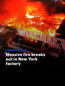 Queens Factory Fire Rages During Football Match