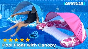 Pool Float with Canopy, Cup Holder - XL Pool Chair Lounge Float with Adjustable Sun Shade Cover, Drink Holder, Ergonomic Headrest,Inflatable Pool Float for Adults