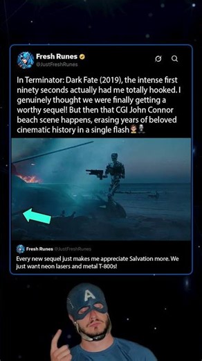 In Terminator Dark Fate (2019), Arnold Schwarzenegger destroys a classic legacy in seconds
