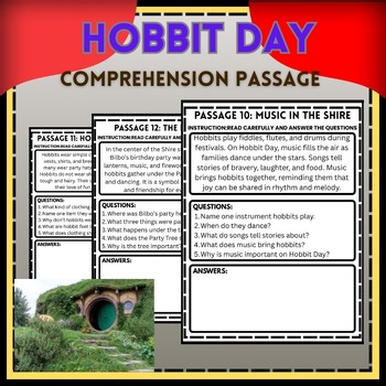 Hobbit Day Reading Comprehension Passages | 20 Short Texts with Questions & Ans