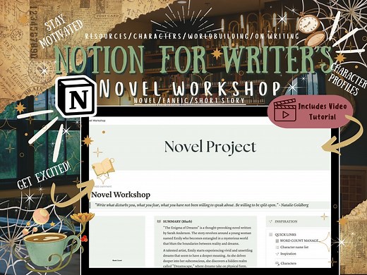 Notion Novel Template: Writer's Project Planner With Character Profiles - Etsy