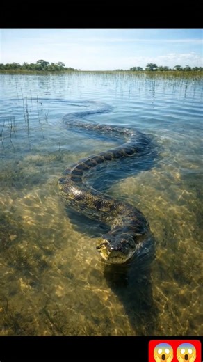 Massive Anaconda Spotted in Shallow Water 🐍 Cinematic Wildlife | Anaconda| #shorts #anaconda