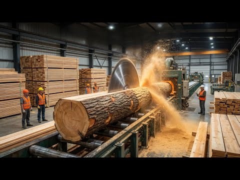 From Forest Giants to Finished Lumber – Inside a Modern Sawmill (Full Process)