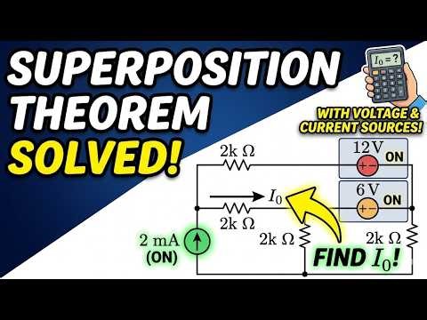Superposition Theorem Solved Problem with Both Voltage and Current Sources #superpositiontheorem