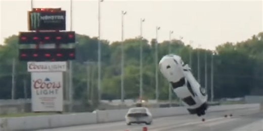 Driver Survives After C7 Corvette Dragster Goes Airborne in Violent Drag Strip Crash