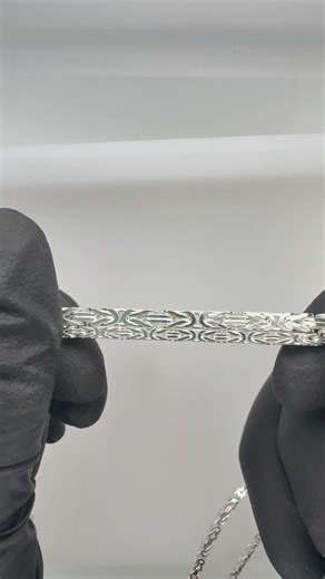 3mm Byzantine Chain| Close-Up Light Box Detail of Solid Sterling Silver