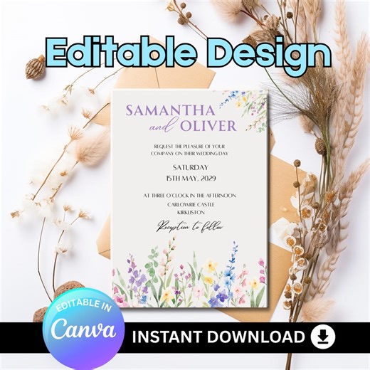 Digital Wedding Invitation Template | Editable Modern Invite | Digital Download - Etsy