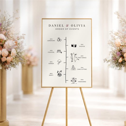 Wedding Order of Events Sign Template, Editable Canva Timeline Sign,  Modern Muse Collection