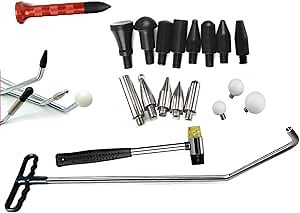 Paintless Dent Repair Rods Tools Kits with Taper Head and S-Hook for Car Auto Body Dents Hail Damage Removal Set Stainless Steel Hands Tools (P4)