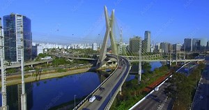 Modern architecture. Modern bridges. Linking two different points. Cable stayed bridge in the world, Sao Paulo Brazil, South America.
